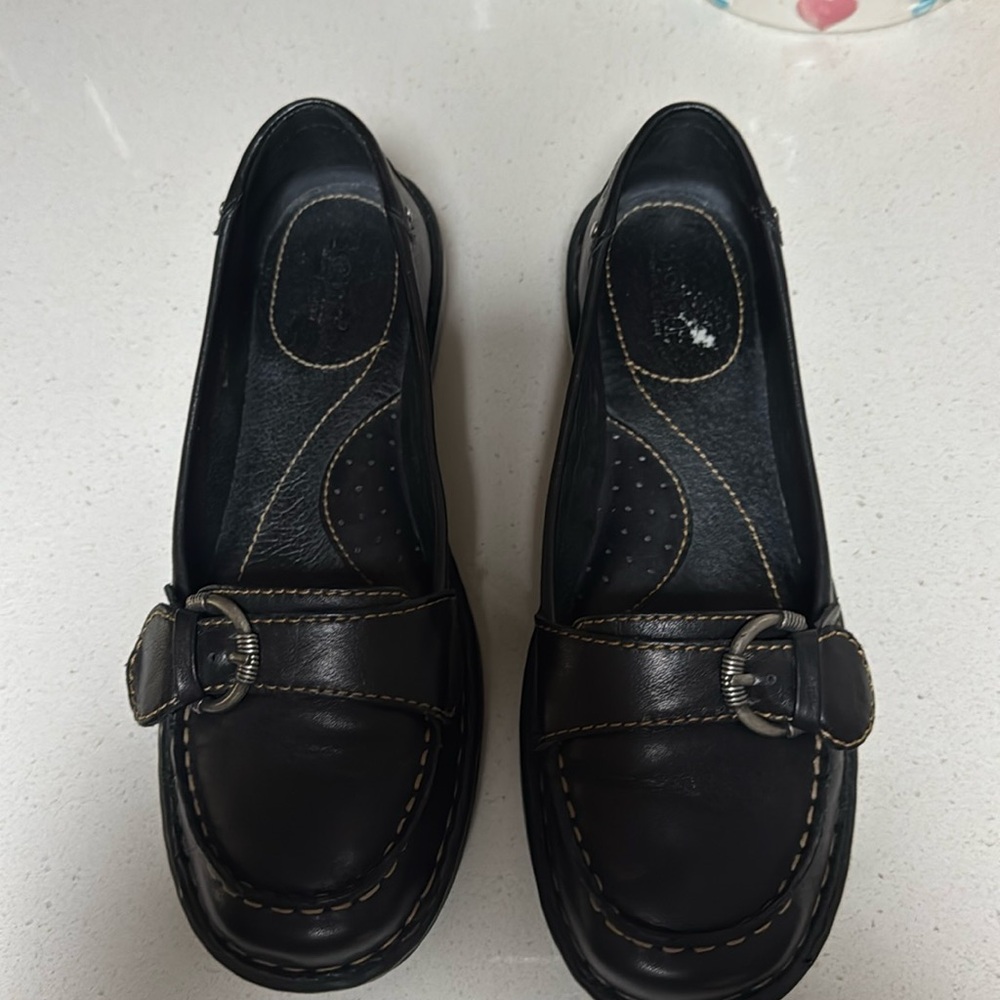 Black Born loafers.  Great condition. Size 8 1/2. Silver buckle on top.